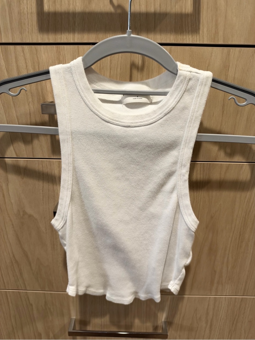 Denim Forum White Ribbed Crop Tank